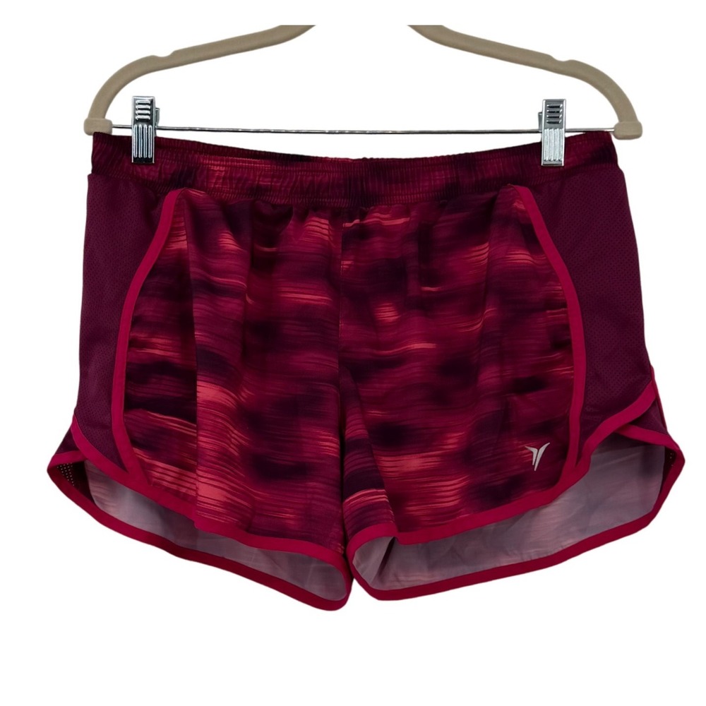 Old Navy Running Shorts Women Medium Magenta Abstract Smocked Mesh Active 898363